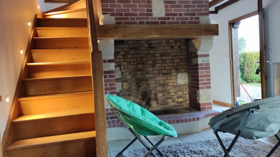 Gîte La Maison des Ânes Domaine de la Petitière - chaumière - cheminée - Bonneville-la-Louvet - Terre d'Auge - Calvados - Normandie