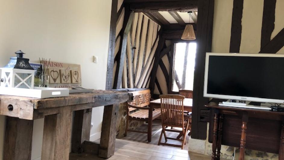 Gîte la Charretterie -Maison en colombages - séjour - Les Authieux-sur-Calonne - Pays d'Auge - Calvados - Pays d'Auge - Normandie