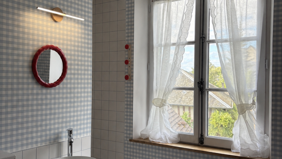Salle de bains chambre bleue gîte Le Jardin de Stella Pont-l'Evêque