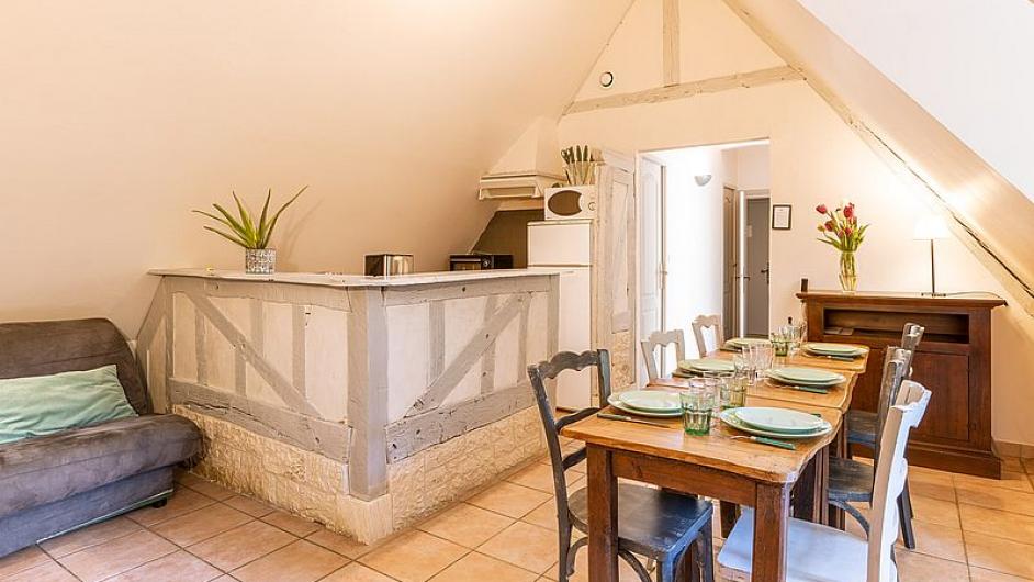 Le pressoir Domaine de Geffosses Pont-l'Evêque séjour salon cuisine ouverte