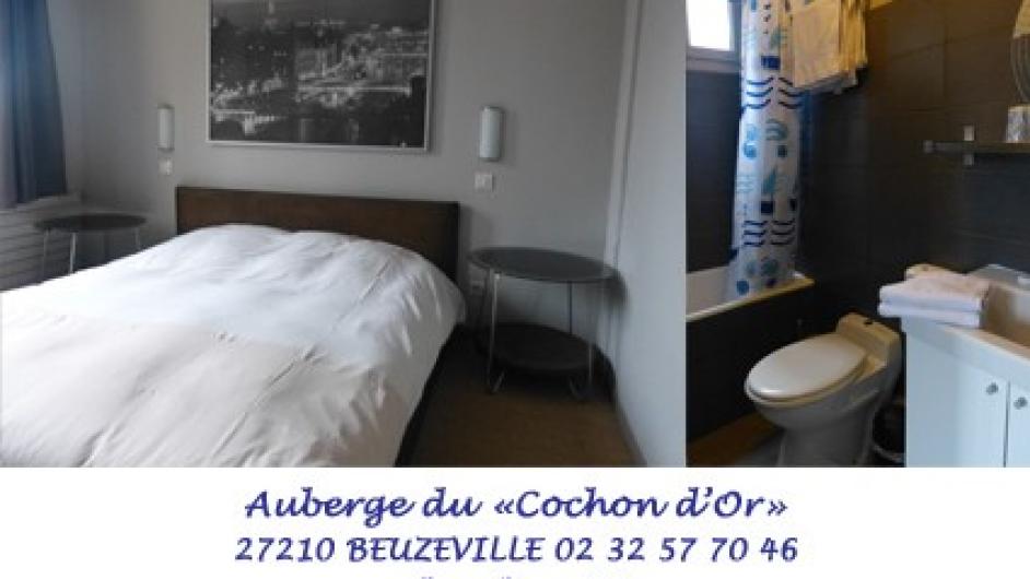 Hôtel Le Cochon d'Or ** - intérieur - chambre - lit double - Beuzeville - Normandie - Eure