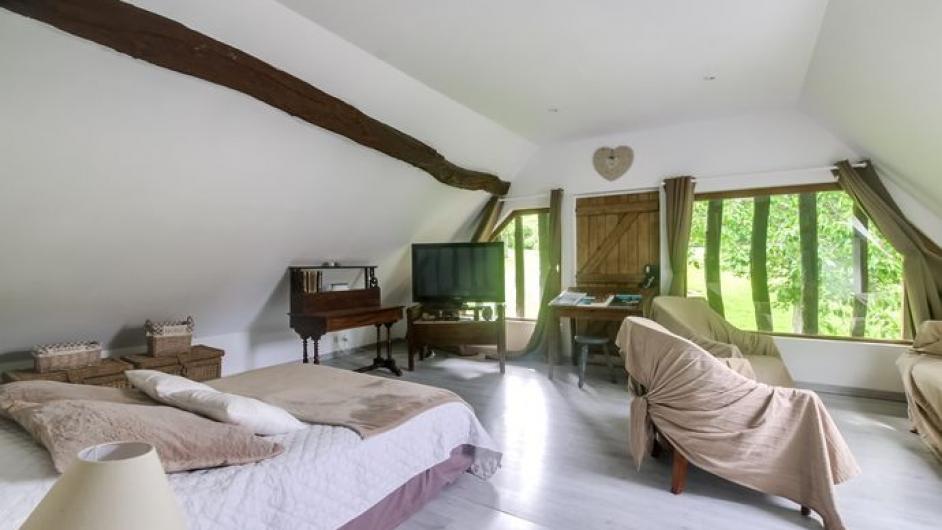 Gîte La Charretterie - lit double - chambre 2 personnes - tv - espace détente - Les Authieux-sur-Calonne - Normandie - Calvados