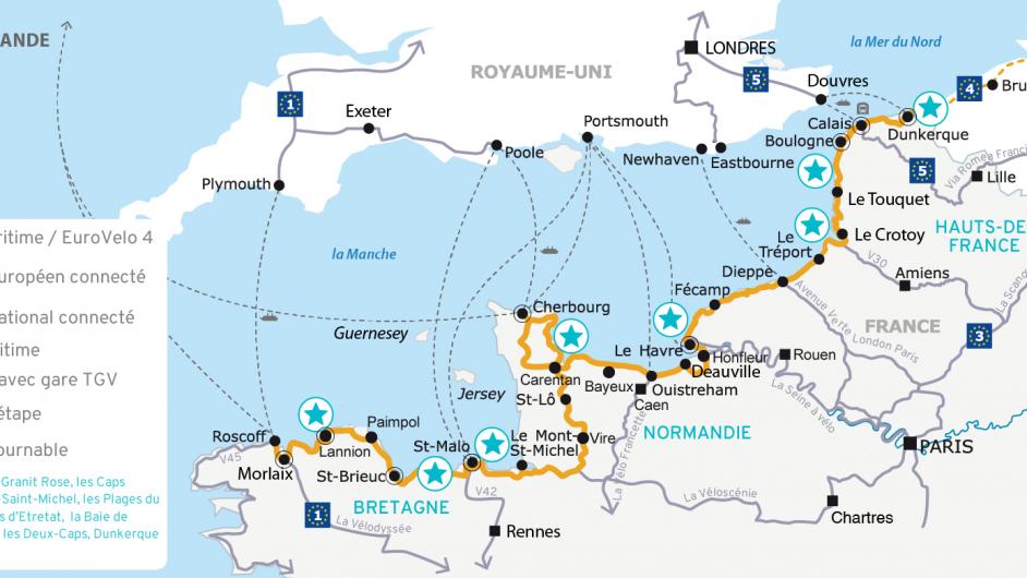 La vélomaritime - itinéraire européen - plan 