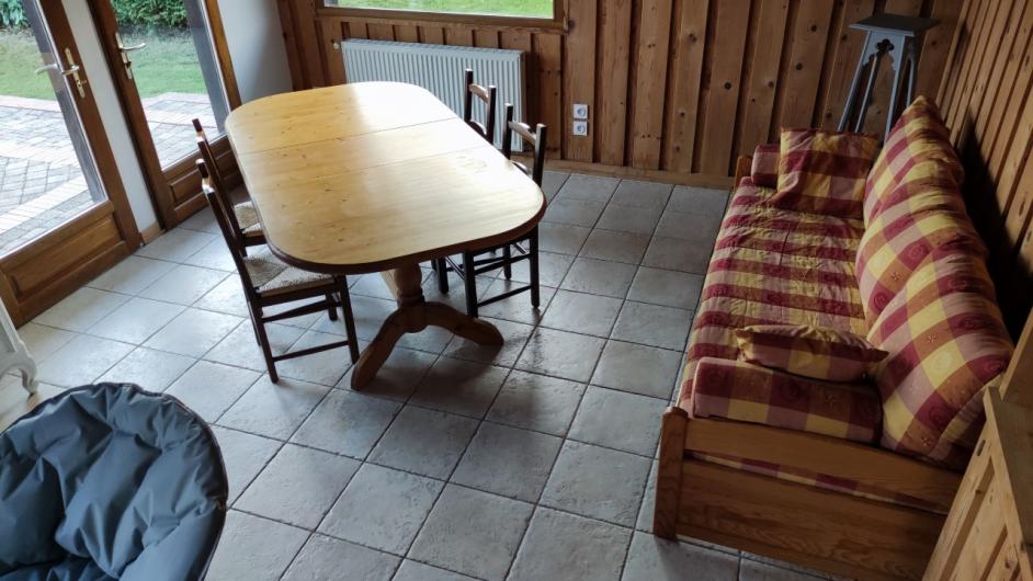 Gîte La Maison des Ânes Domaine de la Petitière - chaumière - séjour - Bonneville-la-Louvet - Terre d'Auge - Calvados - Normandie